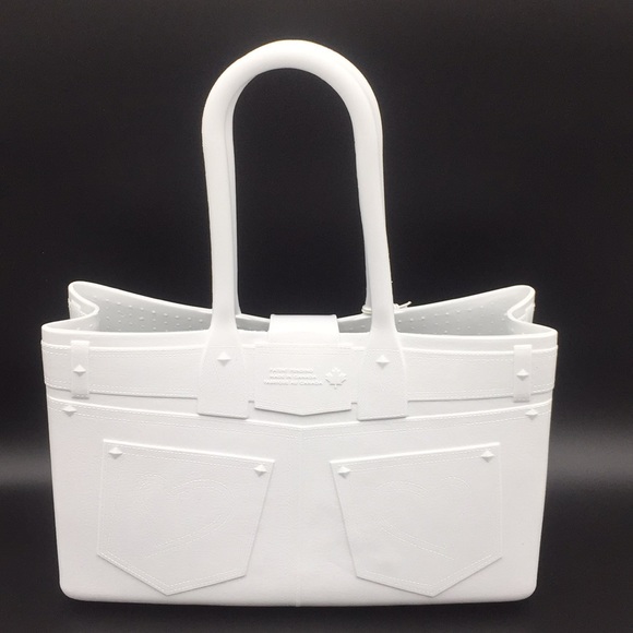 Great Bag Co. Designer Diamond White Rubber Tote Handbag Purse Rubber - Picture 3 of 16